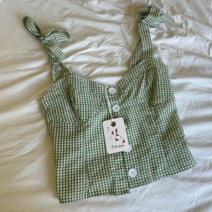 Green checkered/gingham top